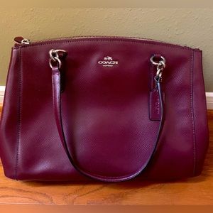 Deep Maroon/Plum Leather Coach Purse